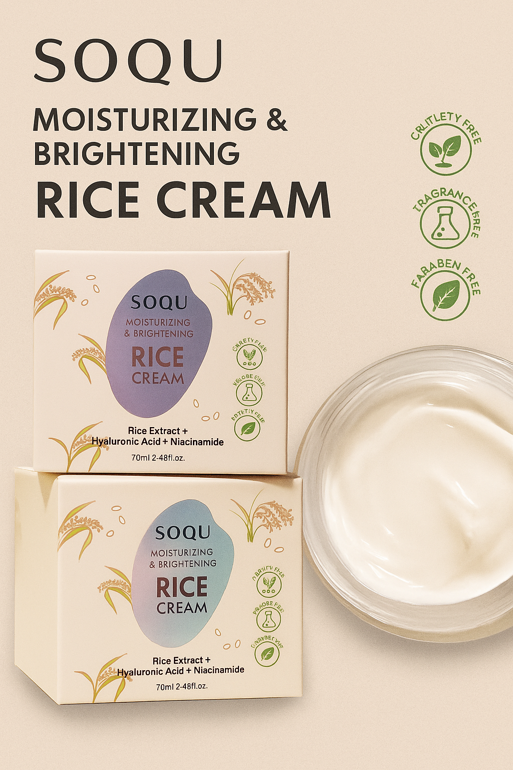 Moisturizing & Brightening. Rice Cream